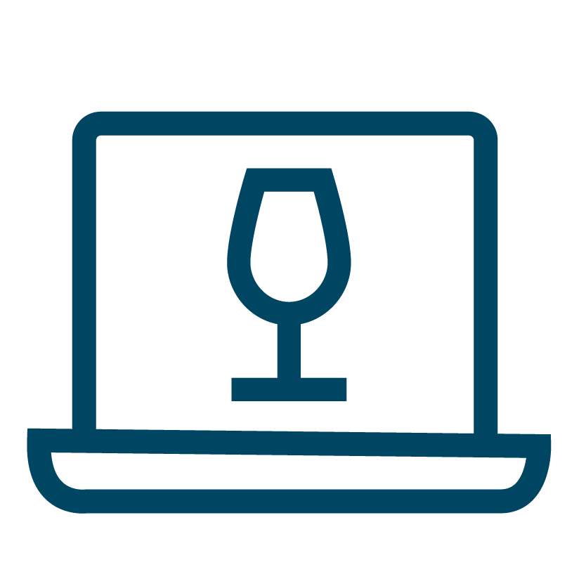 Wine in a laptop learning icon